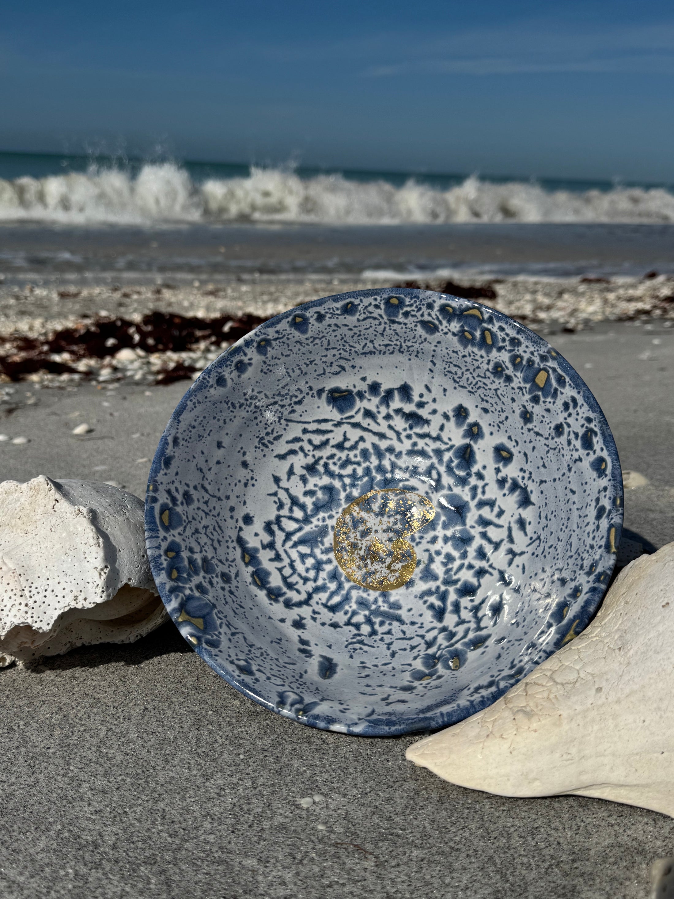Gilded Nautilus Banded Tulip Bowl