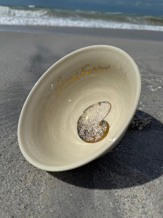 Gilded Nautilus Banded Tulip Bowl