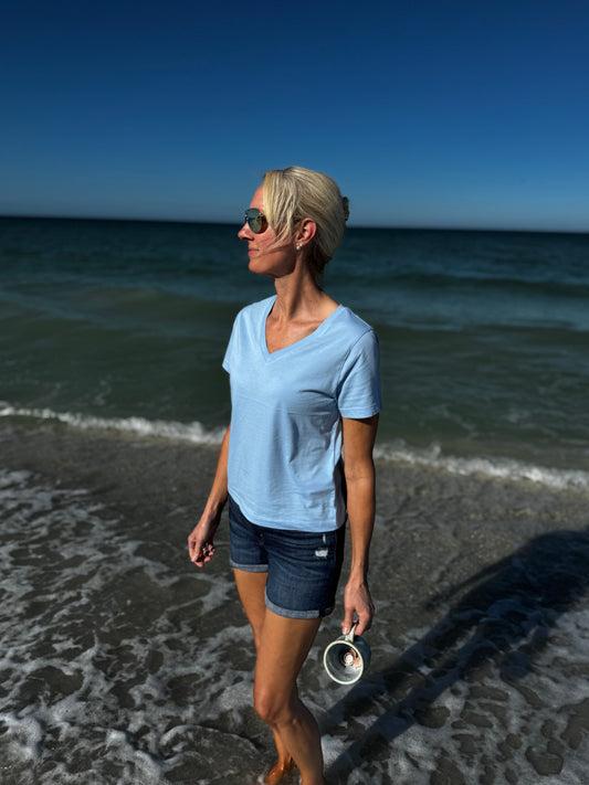 "Three Sands" Organic Cotton Women's Short Sleeve V-Neck T-Shirt